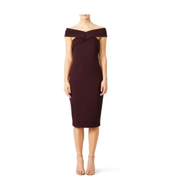 Finders Keepers Women's Brown Off Shoulder Be Still Bodycon Sheath Dress Medium - Picture 2 of 9